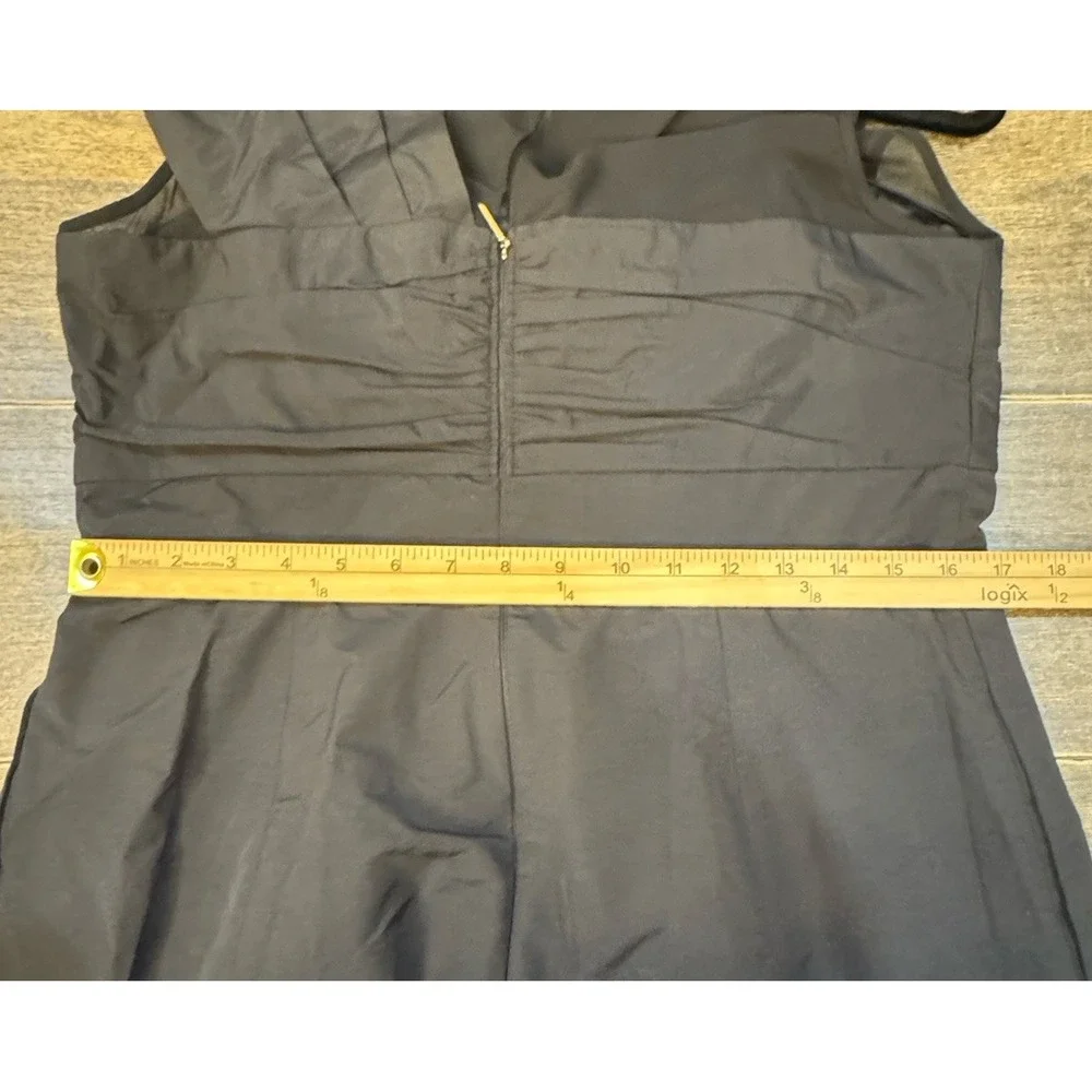 Kate Spade Bow Front Faille Cocktail Dress Black Size 12 Taffeta Mesh